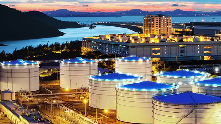 Storage containers at night