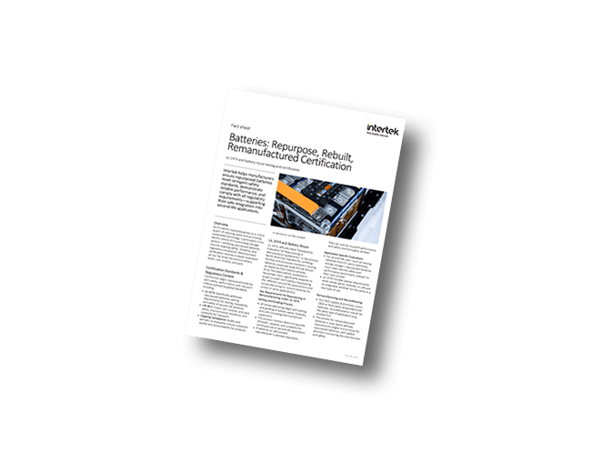 Batteries: Repurpose, Rebuild, and Remanufacture Certification | Fact Sheet