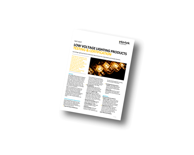 Low Voltage Lighting Products Testing and Certification | Fact Sheet
